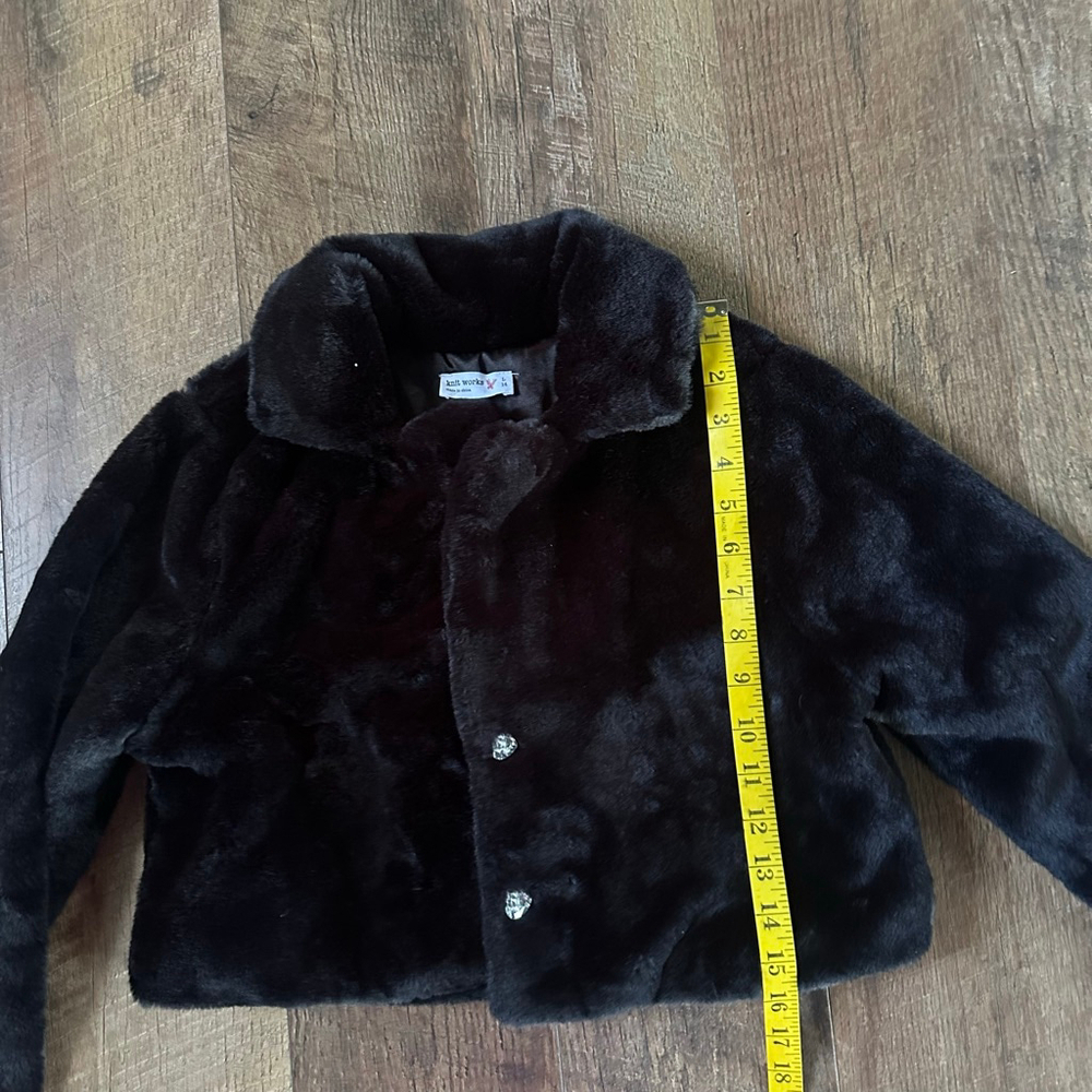 Women's Knit Works Black Faux Fur Cropped Jacket Size 14 - Picture 11 of 14